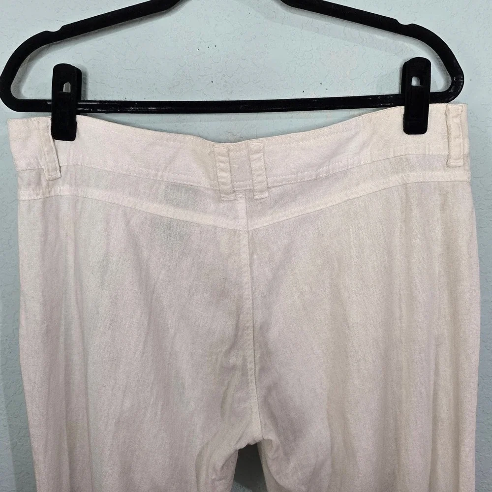 Susie Rose Linen Blend Pants Juniors 13 Cream Straight Leg Casual Summer Coastal